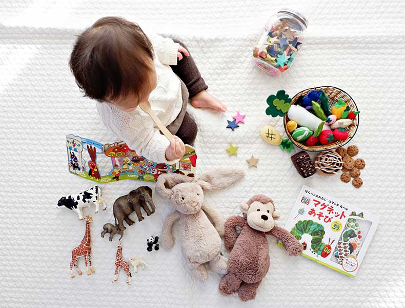 A toddler exploring hands-on activities